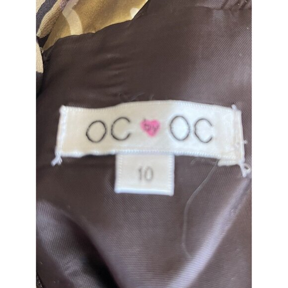 OC Silk Party Cocktail Dress Size 10 Brown Purple Gold Sleeveless - Picture 8 of 10